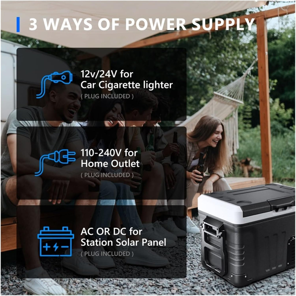 12V Car Refrigerator, 36QT(34L) Portable Freezer 12V/24V DC 110-240V AC,Electric Cooler With Wheels & 2 Baskets