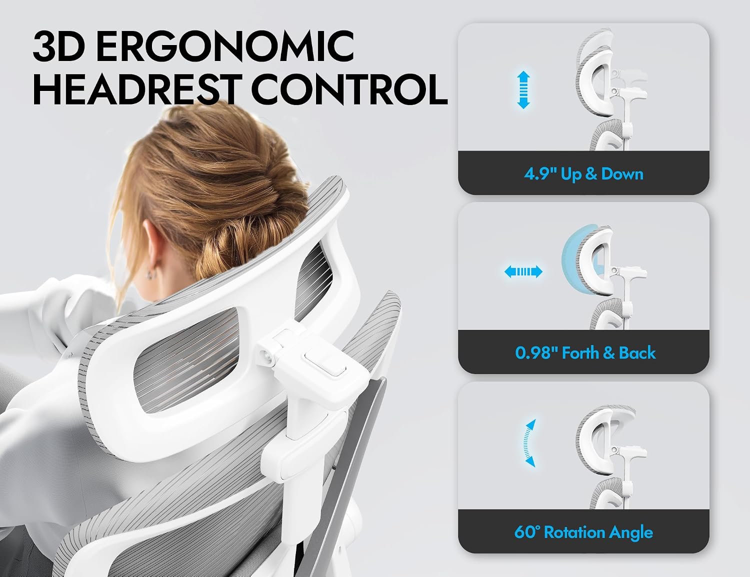 Ergalithic Ergonomic Office Chair - Computer Desk Chairs Comfy, Mesh High-Back Gaming Chair with Adjustable Lumbar Support, Executive Task Chair for Adults, Comfortable for Long Hours (Grey Silver)