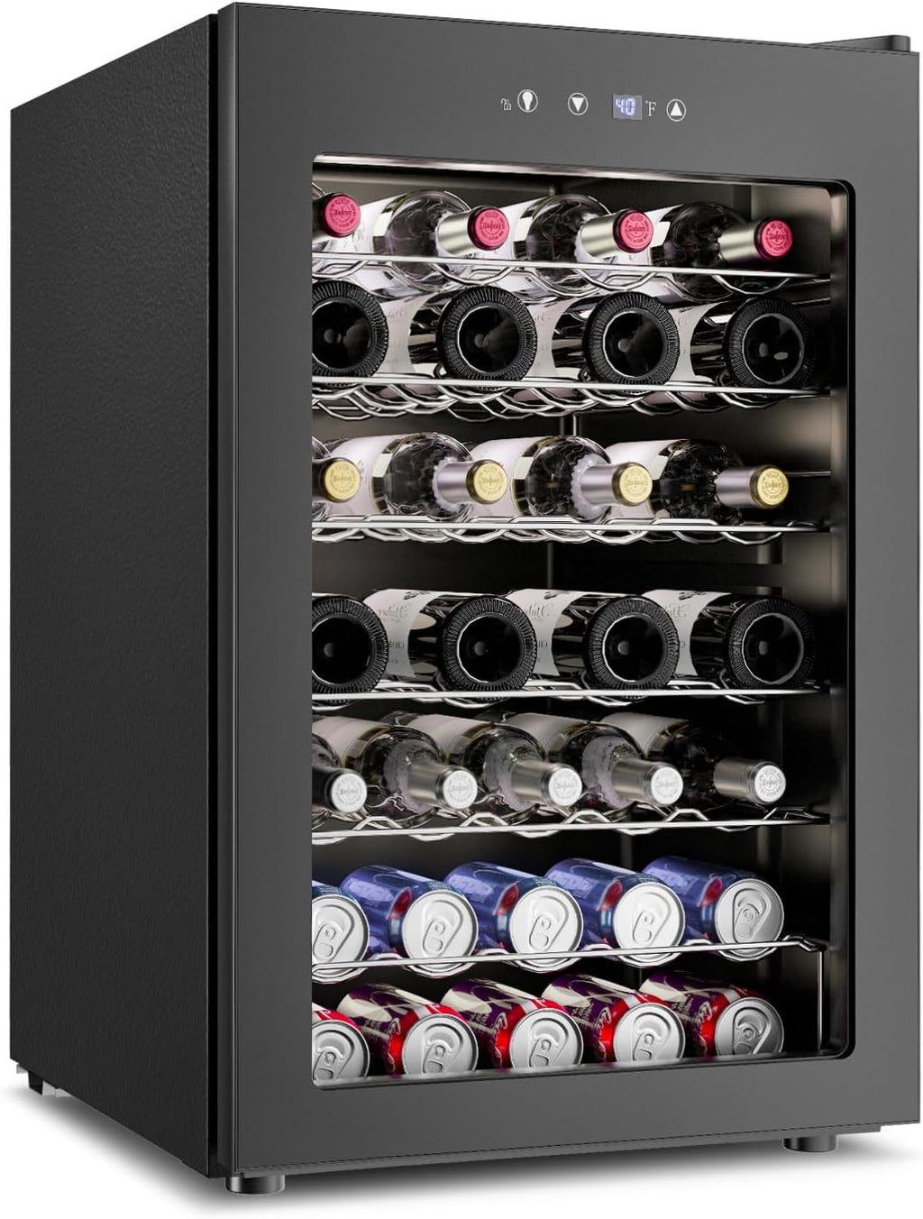 Feelfunn 4.5 Cu.Ft Wine Cooler Refrigerator - 45 Bottle Wine Fridge with Glass Door for Beer Soda Water Drink, Small Wine Cellar Beverage Refrigerator for Bedroom Home Office Bar Dorm, Black