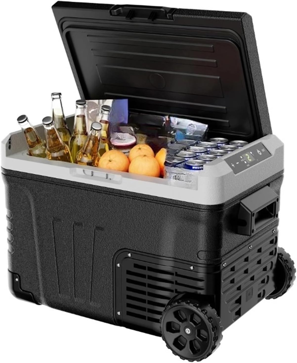 36QT(34L) Portable Refrigerator Freezer，Mini Fridge With 12V/24V DC 110-240V AC,Electric Cooler With Wheels & 2 Basket