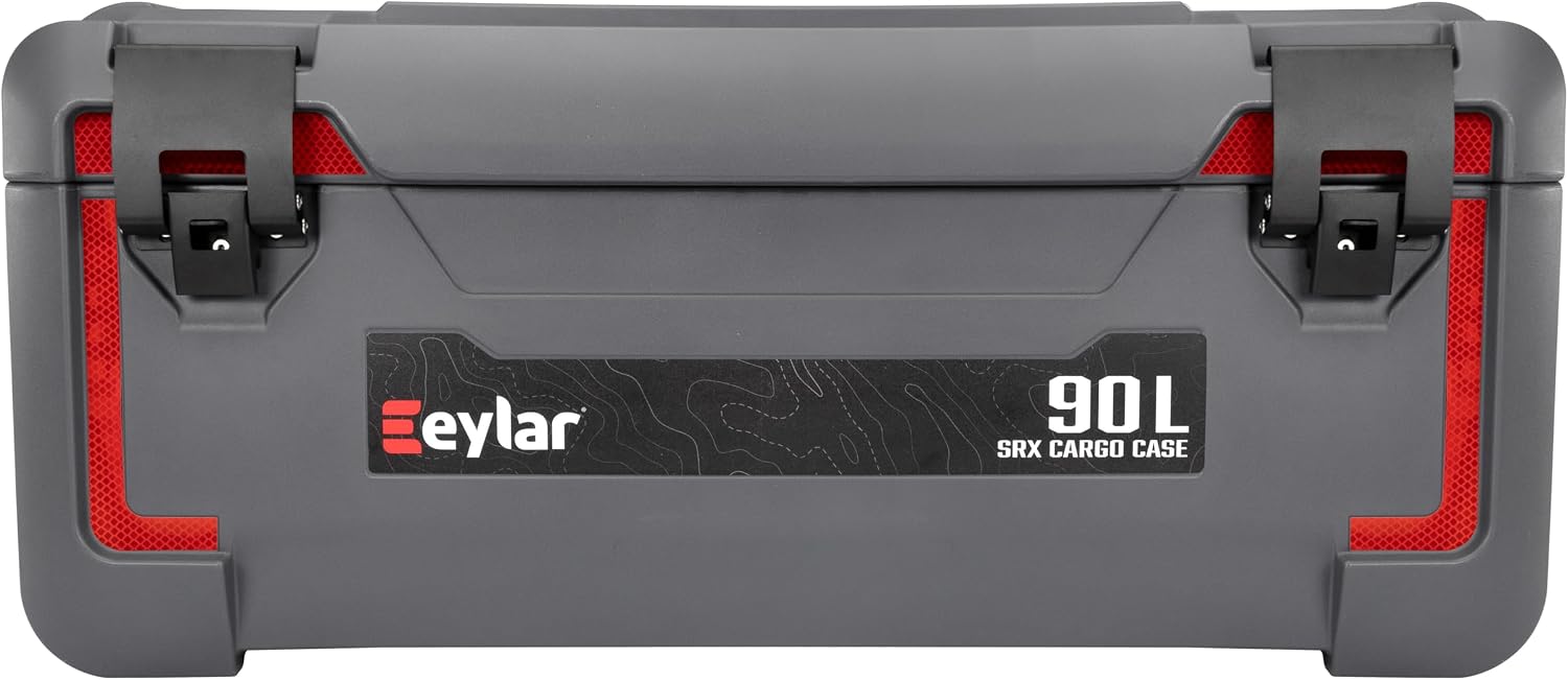 SRX-90 Overlanding Cargo Case – 90L Waterproof Storage Box for Camping, Off-Road & Truck Bed Gear – Heavy-Duty Lockable Storage with Gas Strut Lid, Stackable Design & Interior Organizer Tray (Gray)