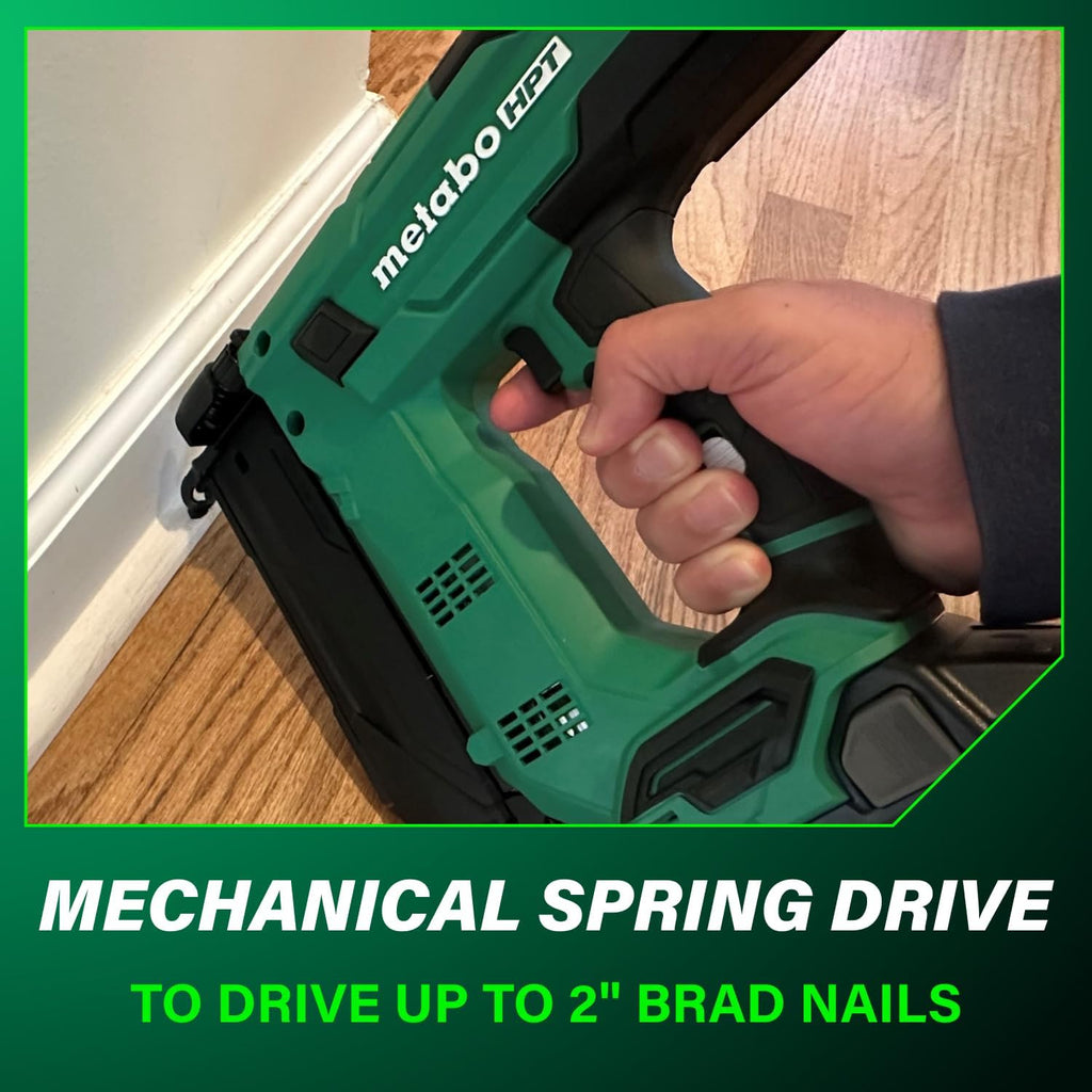 Metabo HPT 18V MultiVolt Compact Cordless Brad Nailer Kit, 18 Gauge Nailer with Power Tool 2.0Ah Lithium Ion Battery, Drives 5/8' to 2' Brad Nails, 700 per Charge, NT1850DG