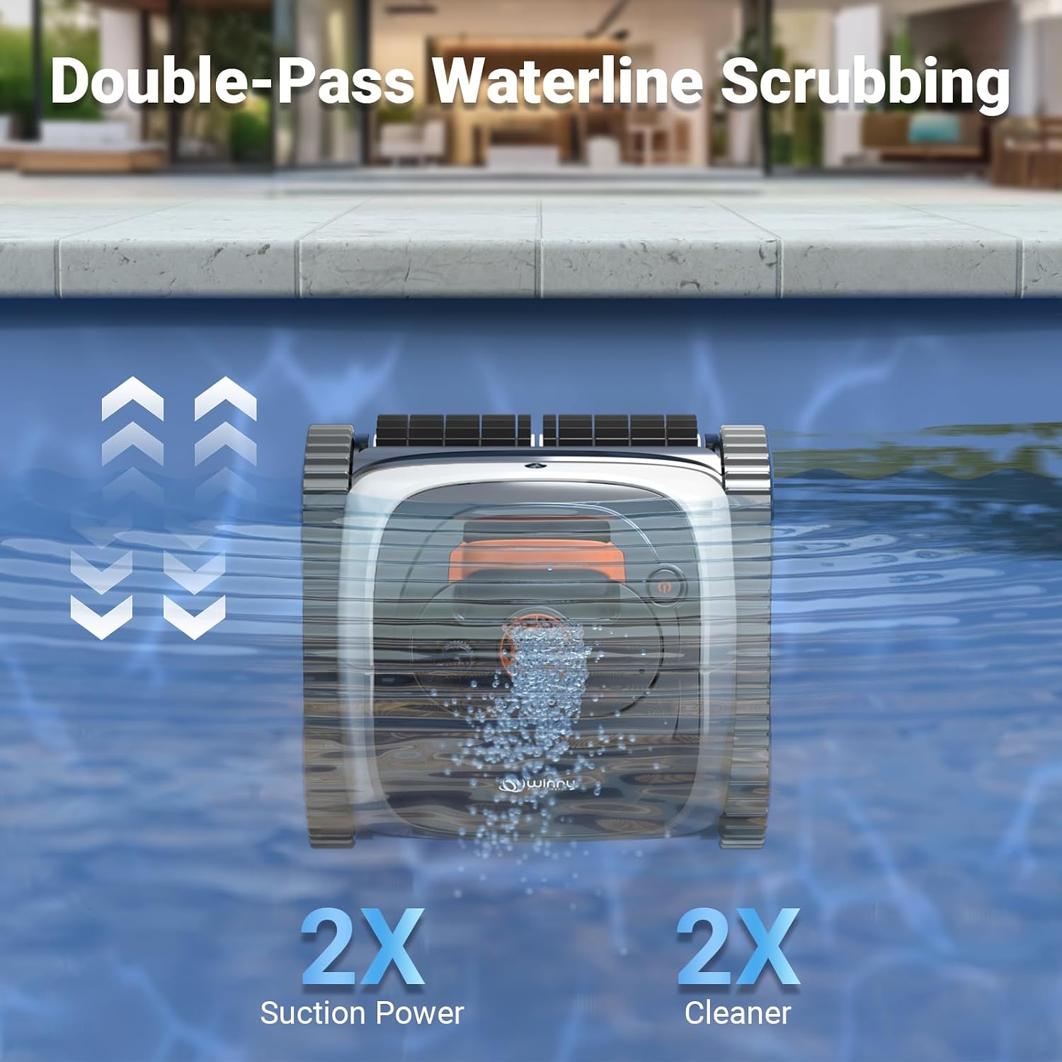 Pool Vacuum for Inground Pools, 4-in-1 Cordless Robotic Pool Cleaner for Above Ground Pools,Triple-Motors,Wall & Waterline Cleaning, App Support, OTA Upgrade up to 1,614 Sq.ft (White Orange)