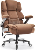 VUZI 700LBS Large Heavy Duty Office Chair with 3D Flip Arms, Big and Tall Plus Size Fabric Executive Desk Chairs, High Back Extra Wide Computer Chair with Adjustable Lumbar Support, Sturdy Metal Base
