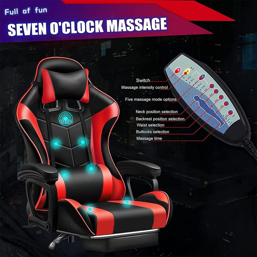 Ergonomic Massage Gaming Chair, Office Chair with Lumbar Support and Footrest, Video Gaming Chair with RGB Lights and Speakers, Adjustable Linkage Armrests and Backrest PC Chair.,Pink