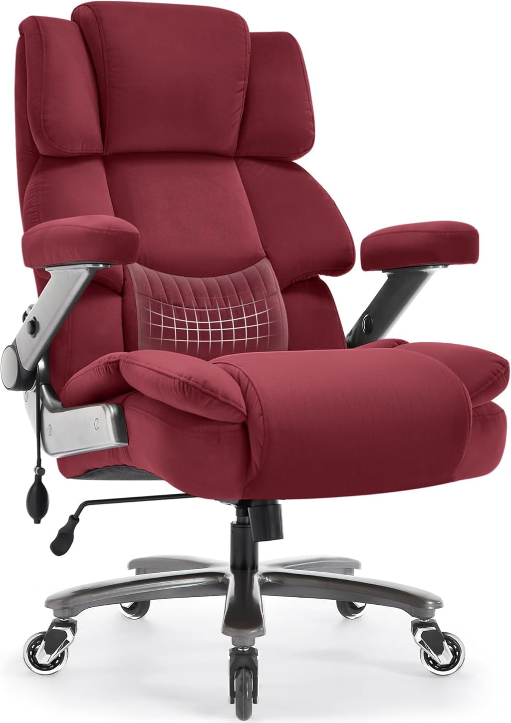 VUZI 700LBS Large Heavy Duty Office Chair with 3D Flip Arms, Big and Tall Plus Size Fabric Executive Desk Chairs, High Back Extra Wide Computer Chair with Adjustable Lumbar Support, Sturdy Metal Base