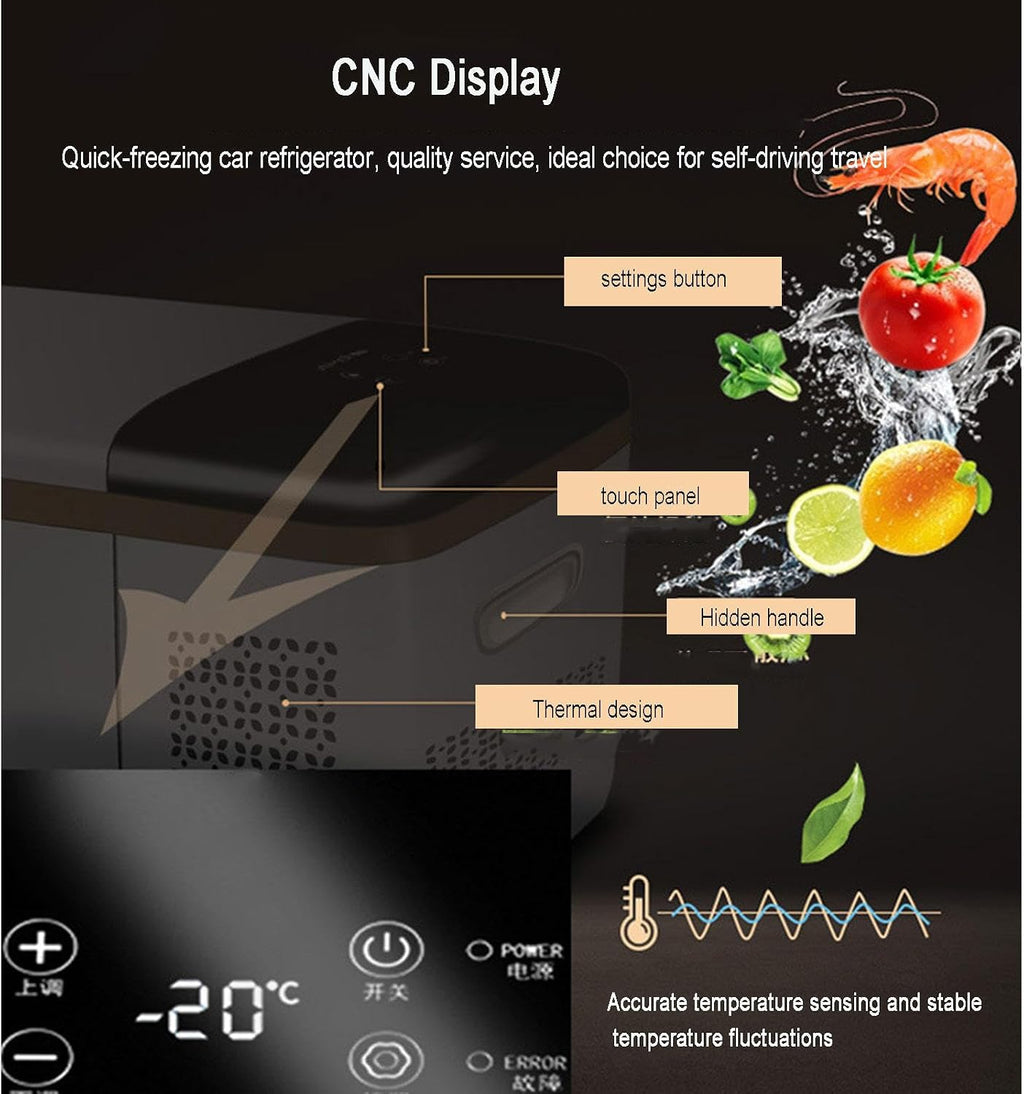 Car Refrigerator, Frozen Household Outdoor Small Fridge Freezer 12V/24V/220V Mini Portable Electric Coolers for Car, RV, Truck, Van, Boat, Home, Camping, Travel,18L