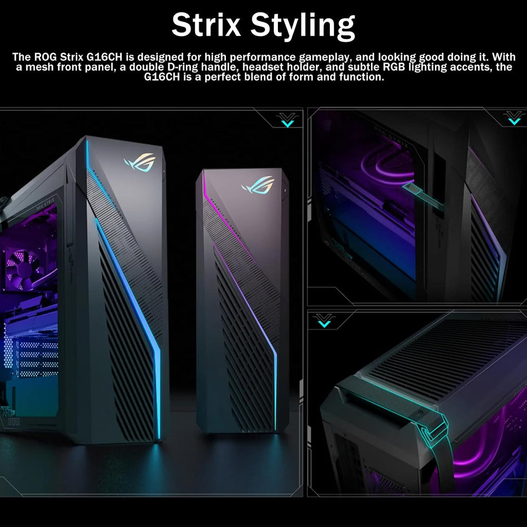 ASUS ROG G16CH Gaming Desktop - Intel i7-13700KF Up to 5.4 GHz(16-Core,24-Thread), NVIDIA GeForce RTX 4070 Dual GPU, Win 11 Pro, MS Office Lifetime, HDMI (32GB RAM, 2TB SSD, 2TB HDD)