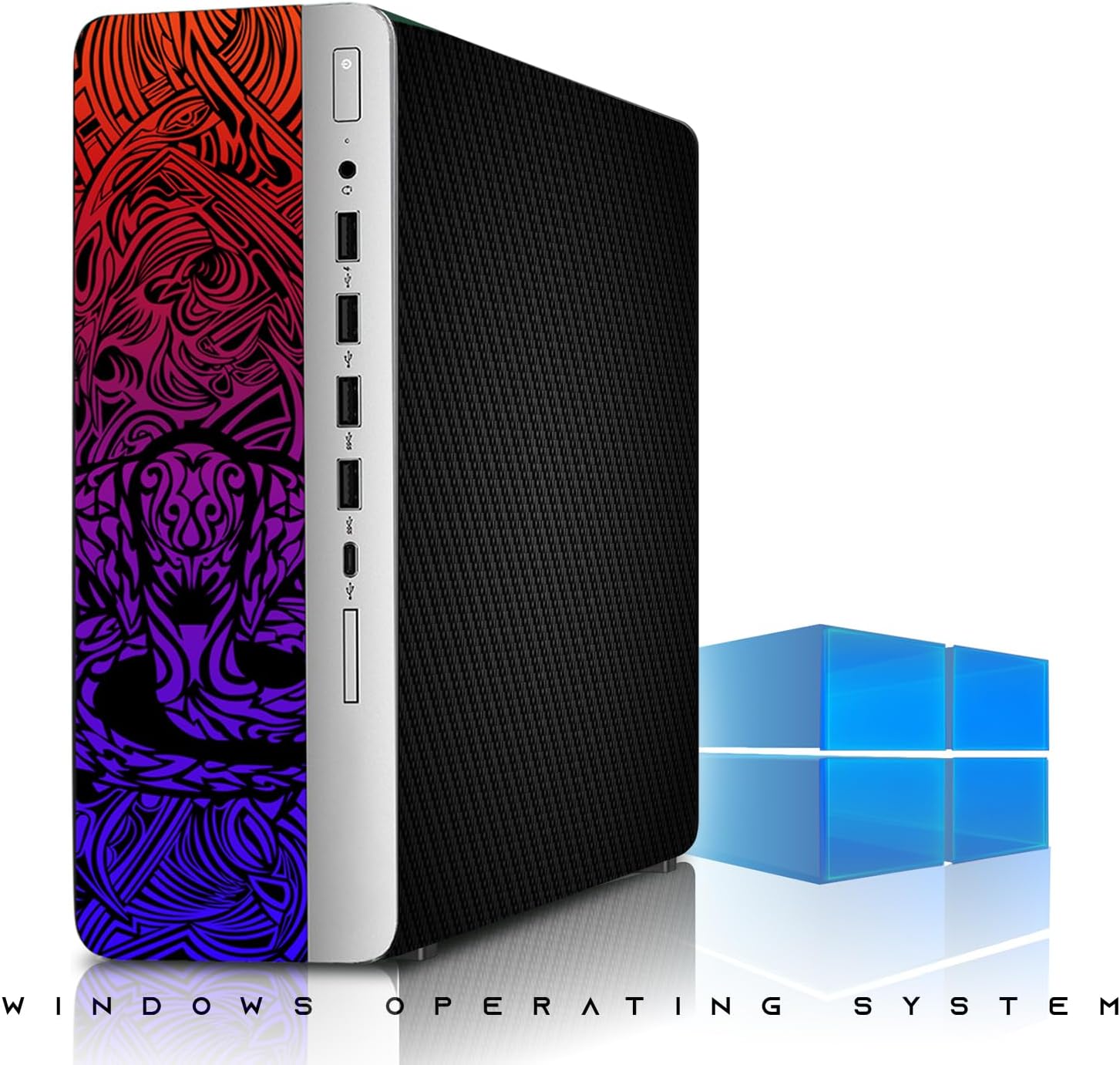 TechMagnet HP Carbon Black Cobra Edition RGB Gaming Desktop PC,Intel Core i7,16GB DDR4 RAM,512GB SSD,GT 1030 Graphics Card,24 Inch Curved Monitor,RGB Kit,Webcam,Windows 11 (Renewed)