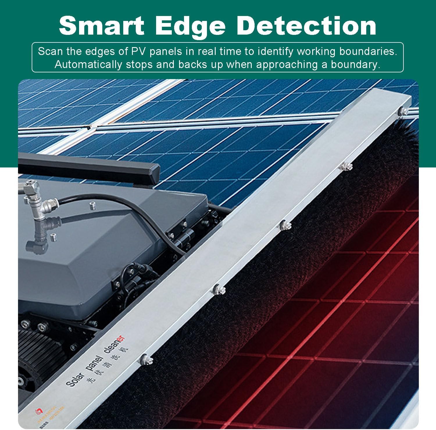 Solar Panel Cleaning Robot - Automatic Dry/Wet, 130cm Brush, 1170m2/h Efficiency, 15° Max Slope, w/Remote & 100m Hose for Industrial/Commercial PV Maintenance