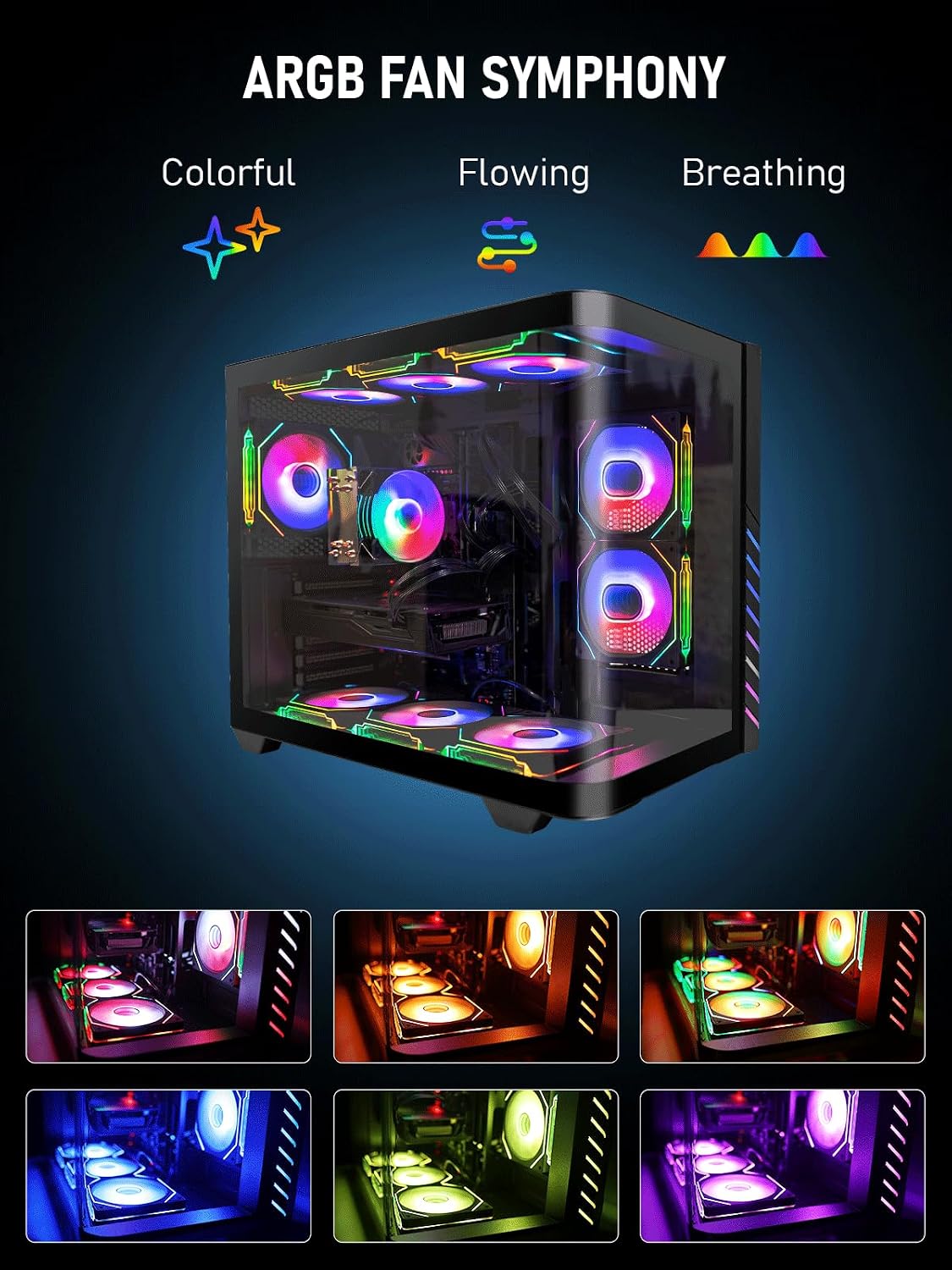 Gaming PC Desktop – i7 11th GEN up to 4.9 GHz 16-Threads, RTX 2070 8GB, 32GB DDR4 RAM, 1TB NVMe SSD, Wi-Fi 6 & BT 5.4, 9× ARGB Cooling Fans, Win11 Pro, 650W PSU, High-Performance Gaming Tower