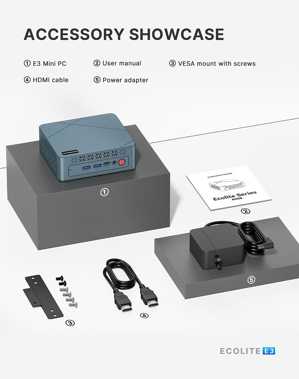 BOSGAME Mini PC N95, Intel 12th Mini Computers| 16GB DDR4 RAM| 512GB M.2 2280 SSD| 4K 60HZ Triple Displays by Dual HDMI+Type-C, 6W TDP Quiet Mini PC, WIFI5, BT 5.0 Office