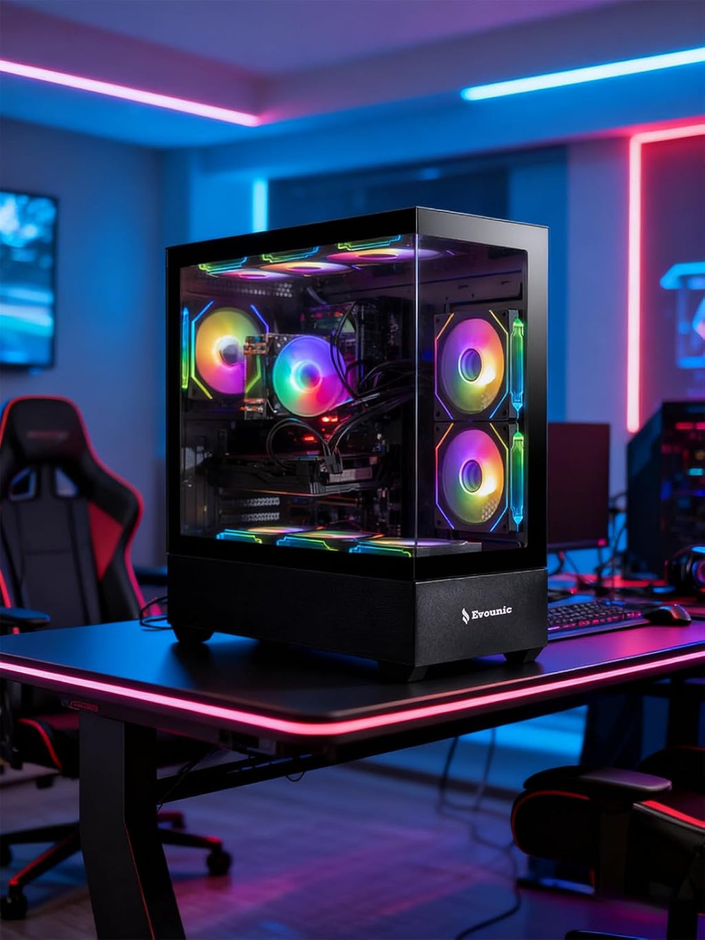 Gaming PC Desktop – Ryzen 7 5700X up to 4.6 GHz 8 Cores, RTX 3050, 32GB DDR4 RAM, 1TB NVMe SSD, Wi-Fi 6 & Bluetooth 5.4, 9 ARGB Fans, Windows 11 Pro, 650W PSU High-Performance Tower