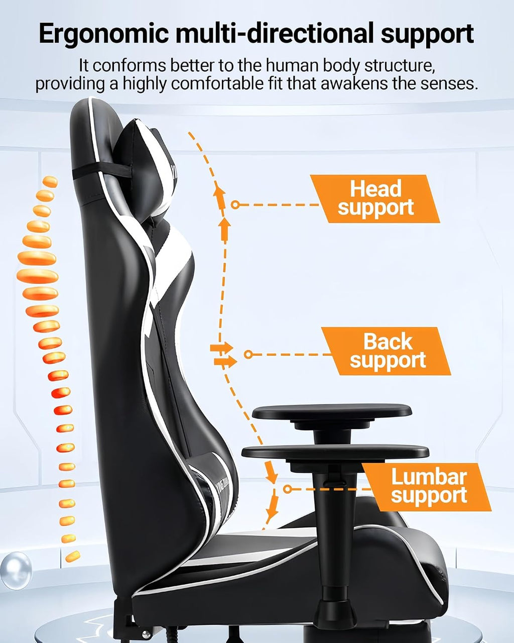 Ergonomic Gaming Chair with Latex Seat, High Back Computer Office Chair with Speakers & Massage Lumbar Support, 3D Adjustable Armrests, Retractable Footrest, 138° Reclining for Adults(Yellow)