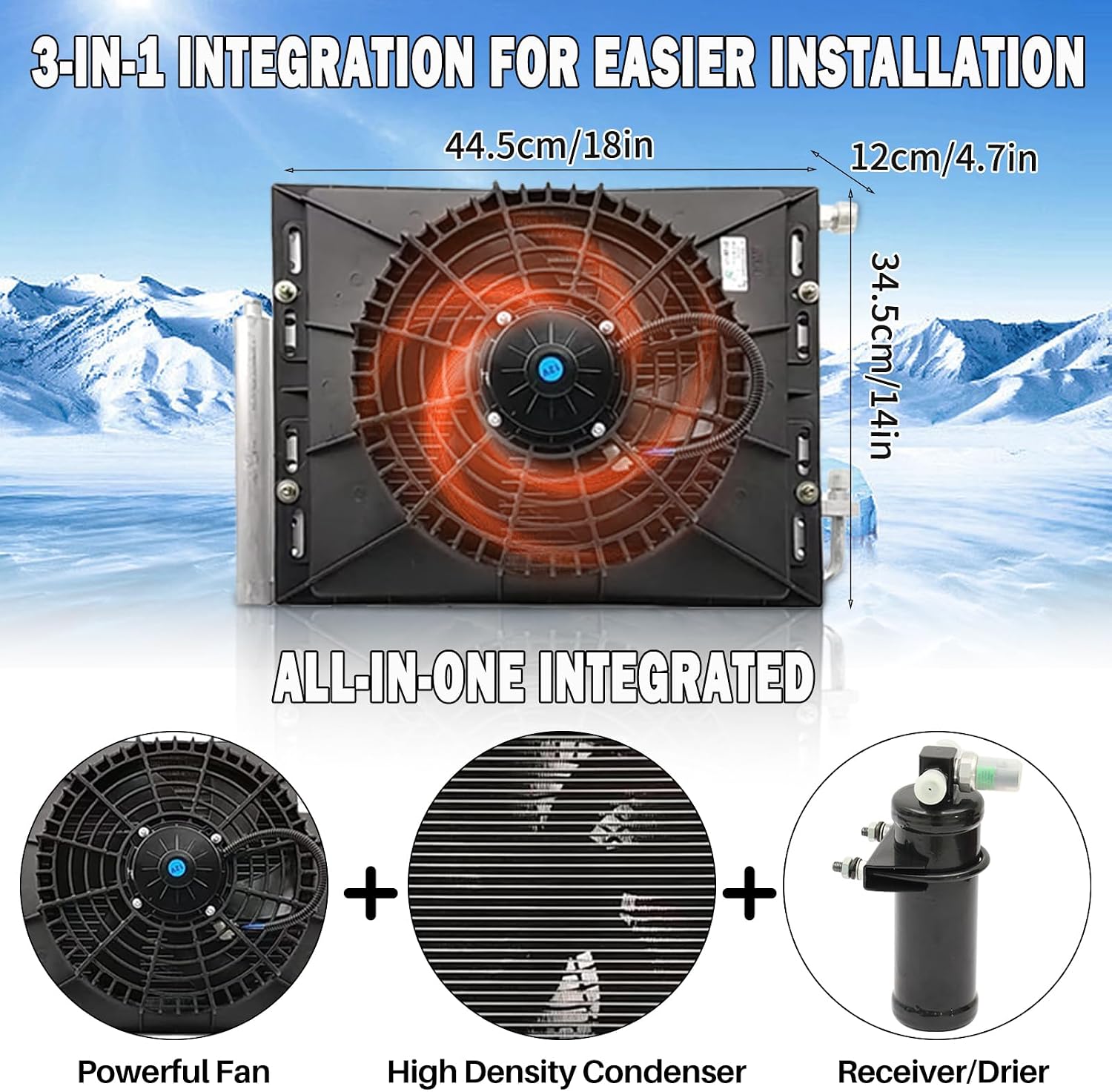 12V DC Under Dash Air Conditioner Heater Combo, 10000 BTU Universal 12 Volt A/C Unit Cooling Heating, 12V Underdash AC Kit with 20cc Electric Compressor for Auto Camper Truck Van Sedan Pickup Cab