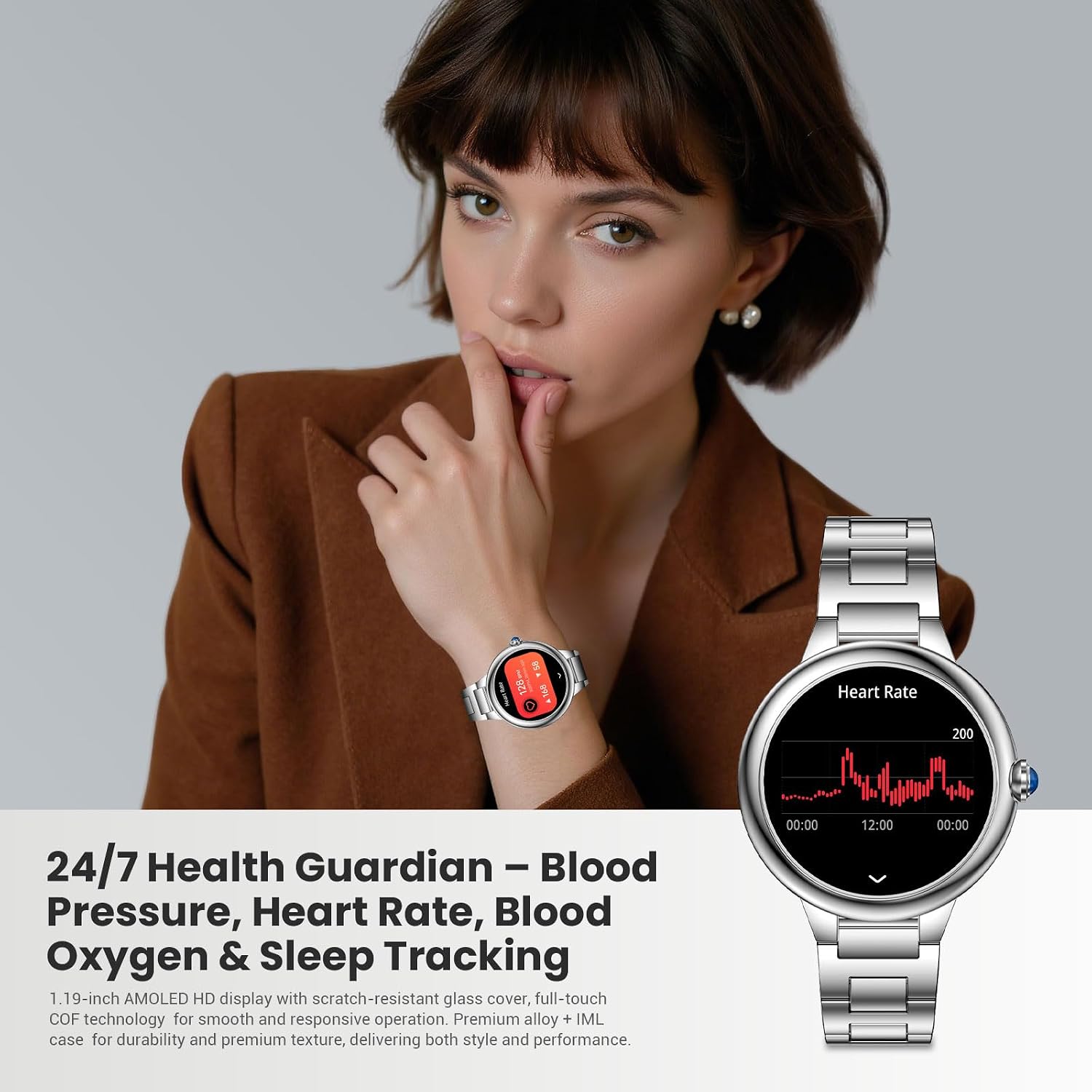SOUYIE 2026 DA GPT Smart Watch for Women, 1.19' AMOLED Display, AI Customizable Watch Face, Heart Rate, Sleep Monitor, 107 Sports Modes Fitness Tracker, Compatible with iOS & Android