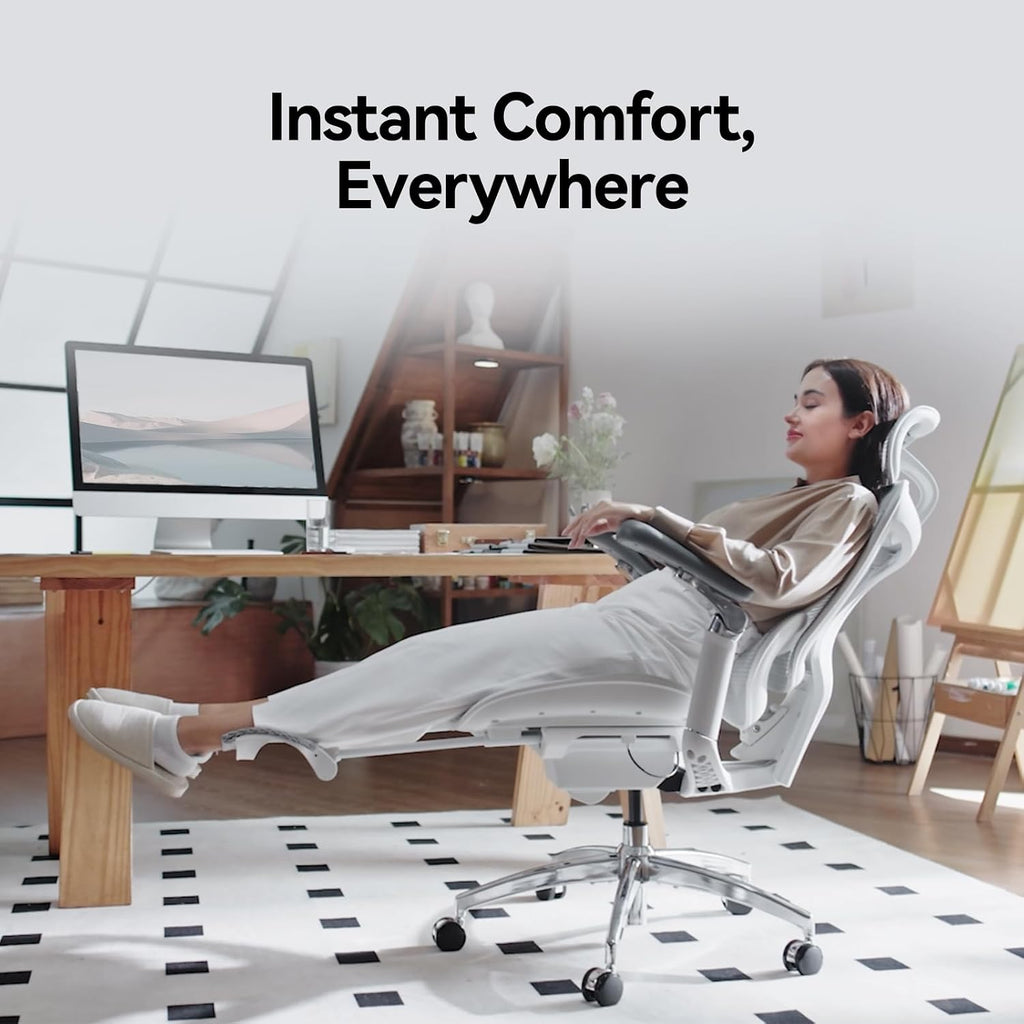 SIHOO Doro C300 Pro Ergonomic Office Chair with Footrest, Ultra-Soft 6D Armrests, Dynamic Lumbar Support, and Seat Depth Adjustment for Office (Grey)