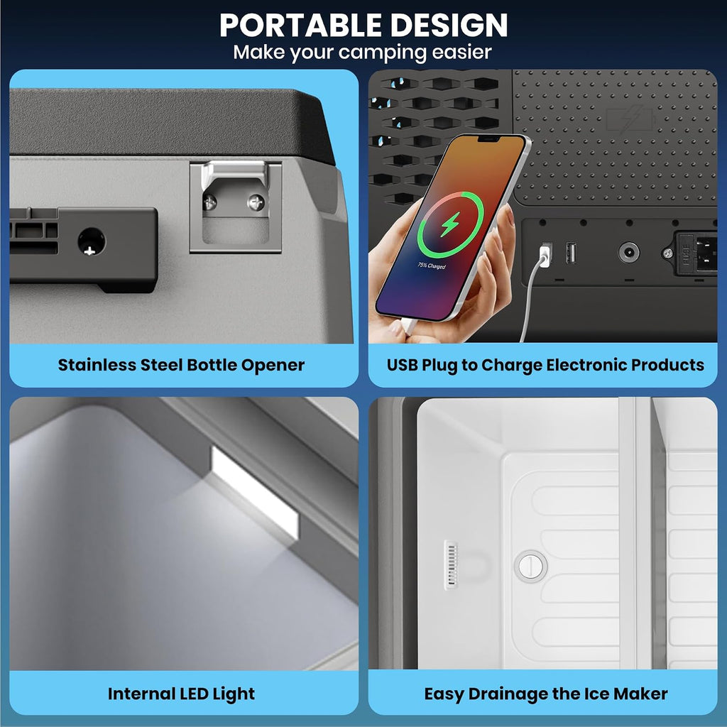 12 Volt Refrigerator, 30QT(29L) Car Efrigerator APP Control,Electric Cooler -7℉~78℉, Portable Freezer 12/24V DC 110-240V AC, Camping Refrigerator, Travel, Boat,Car