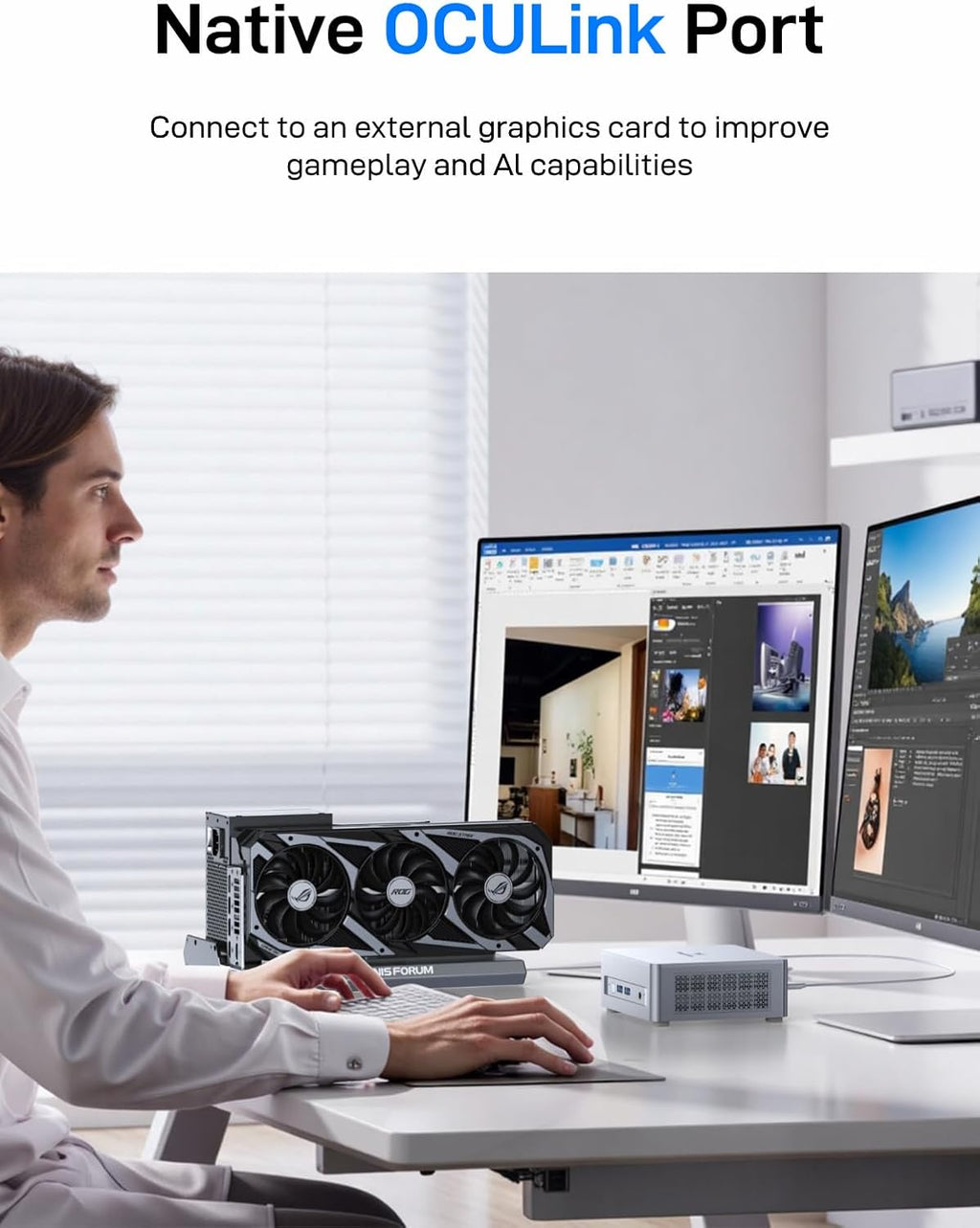 MINISFORUM UM880 Plus Mini PC AMD Ryzen 7 8845HS 8C/16T Desktop Computer 32GB RAM 1TB SSD, HDMI/DP/USB4 8K@60Hz Output, 2.5G RJ45 Port, Oculink Port, 4xUSB Port AMD Radeon 780M Graphics Micro Computer