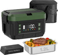 Cordless Electric Lunch Box for Adults – 1.2L Stainless Steel Self-Heating Lunch Box with Dual 20000mAh Removable Rechargeable Batteries, Portable Heated Food Warmer for Work, Travel & Office