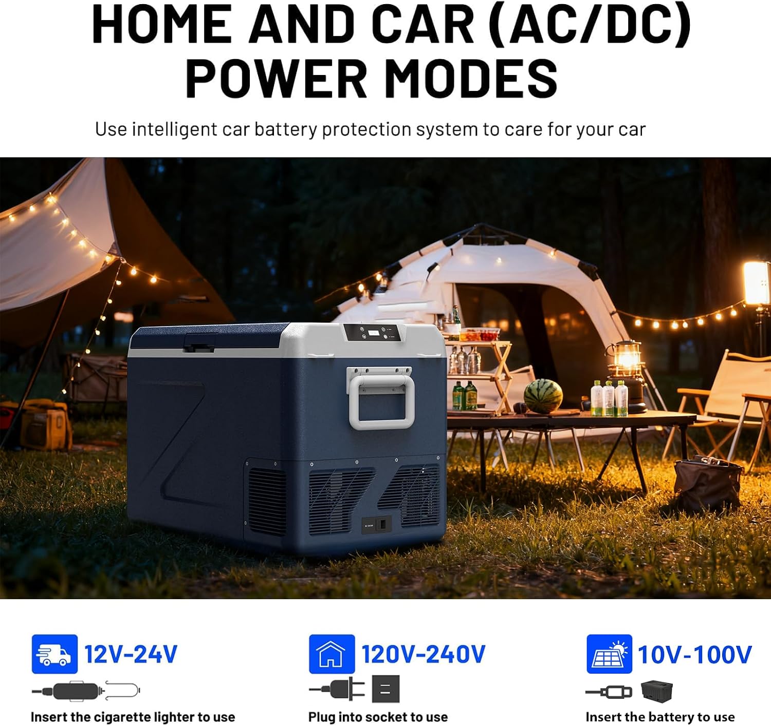 ICF61 12 Volt Portable Car Refrigerator Freezer, 69QT/65L Electric Cooler -4℉~68℉, 12/24V DC 100-240V AC for Camping, Road Trips, RV, Truck