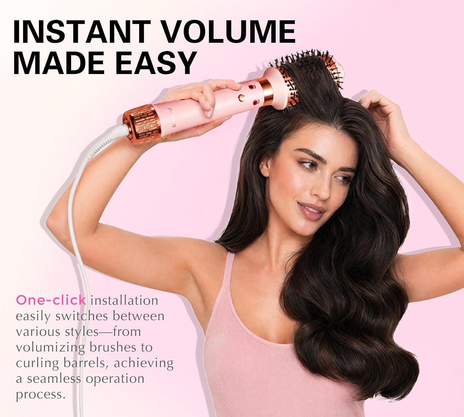 ABNER 6 in 1 Professional Hot Air Styler Auto Curler - Powerful Hair Dryer Brush & Straightener Set, Fast Drying Curling Volumizing Straightening, Styling Without Heat Damage, for All Hair Lengths