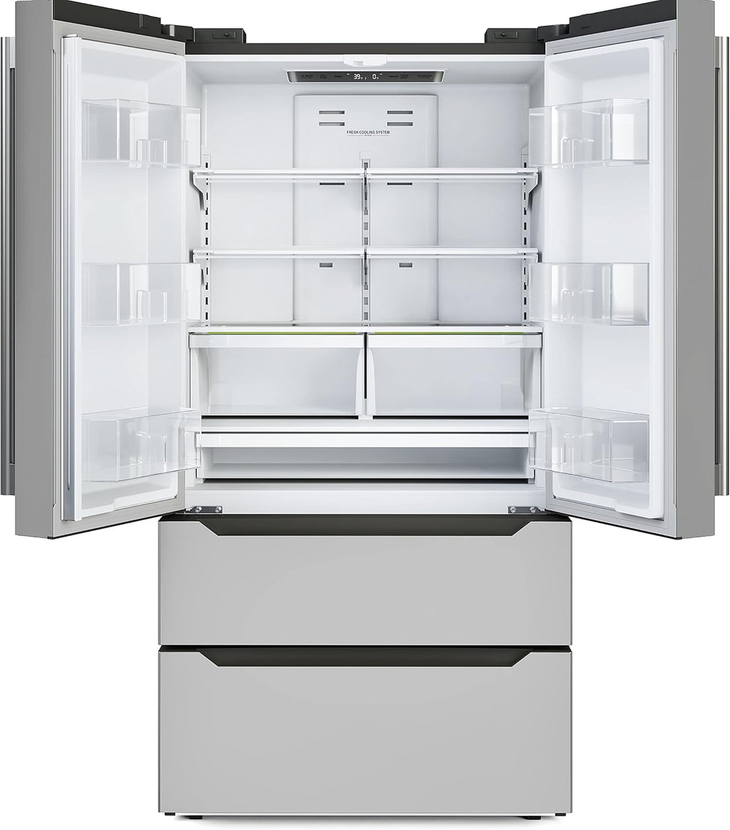 KoolMore Counter Depth French Door Refrigerator with Ice Maker, 4 Door Stainless-Steel Fridge - 22.5 Cu.Ft