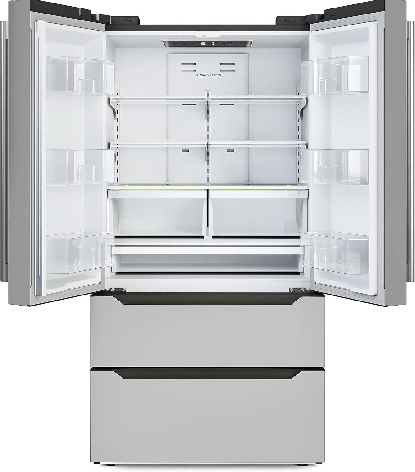 KoolMore Counter Depth French Door Refrigerator with Ice Maker, 4 Door Stainless-Steel Fridge - 22.5 Cu.Ft