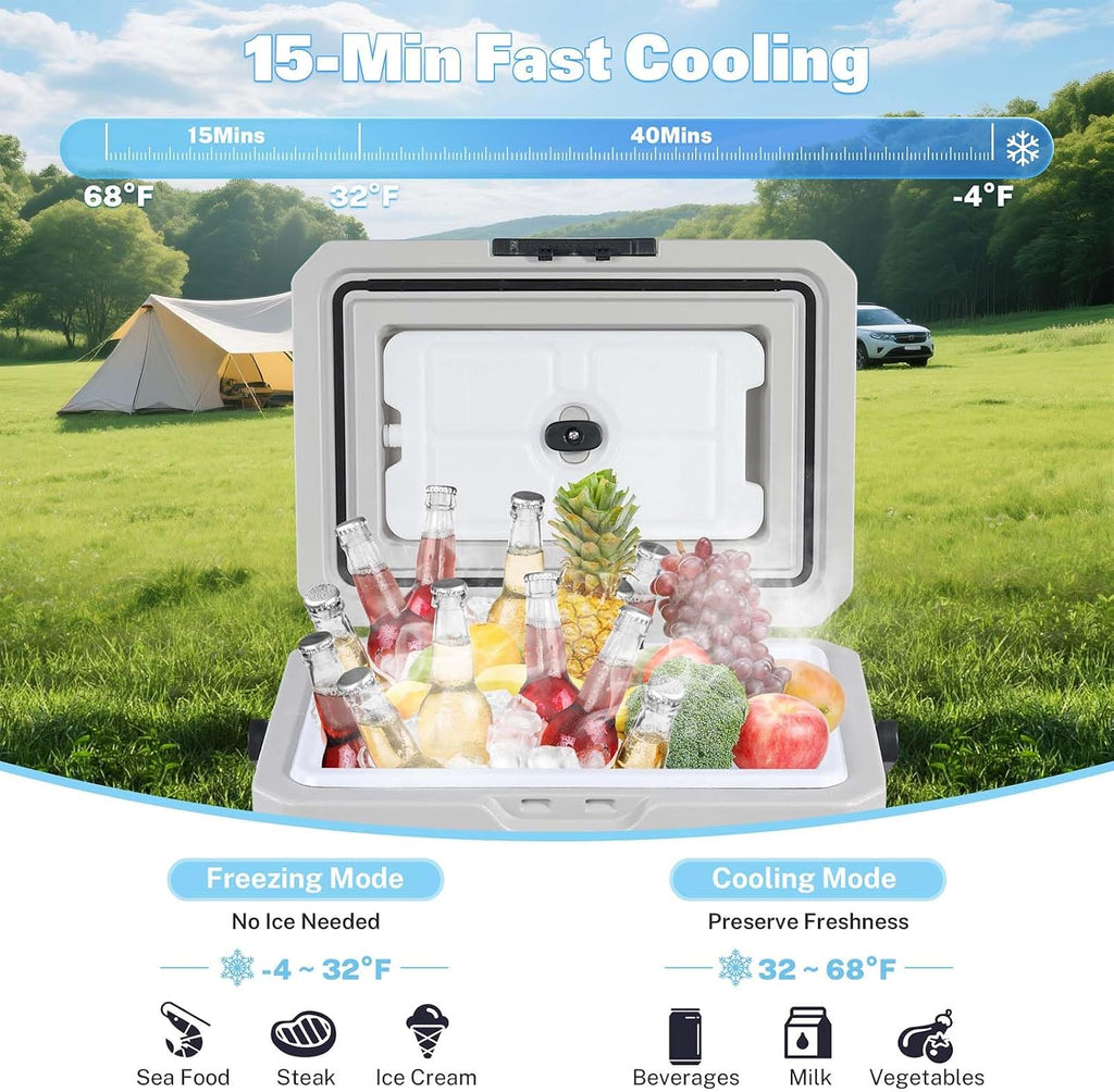 Anwick 12 Volt Refrigerator, Portable Fridge for Car with -20℃ Compressor, Car Cooler for Vehicle with 12v/24v & 220v Ac, Portable Freezer for Travel Camping Rv Home
