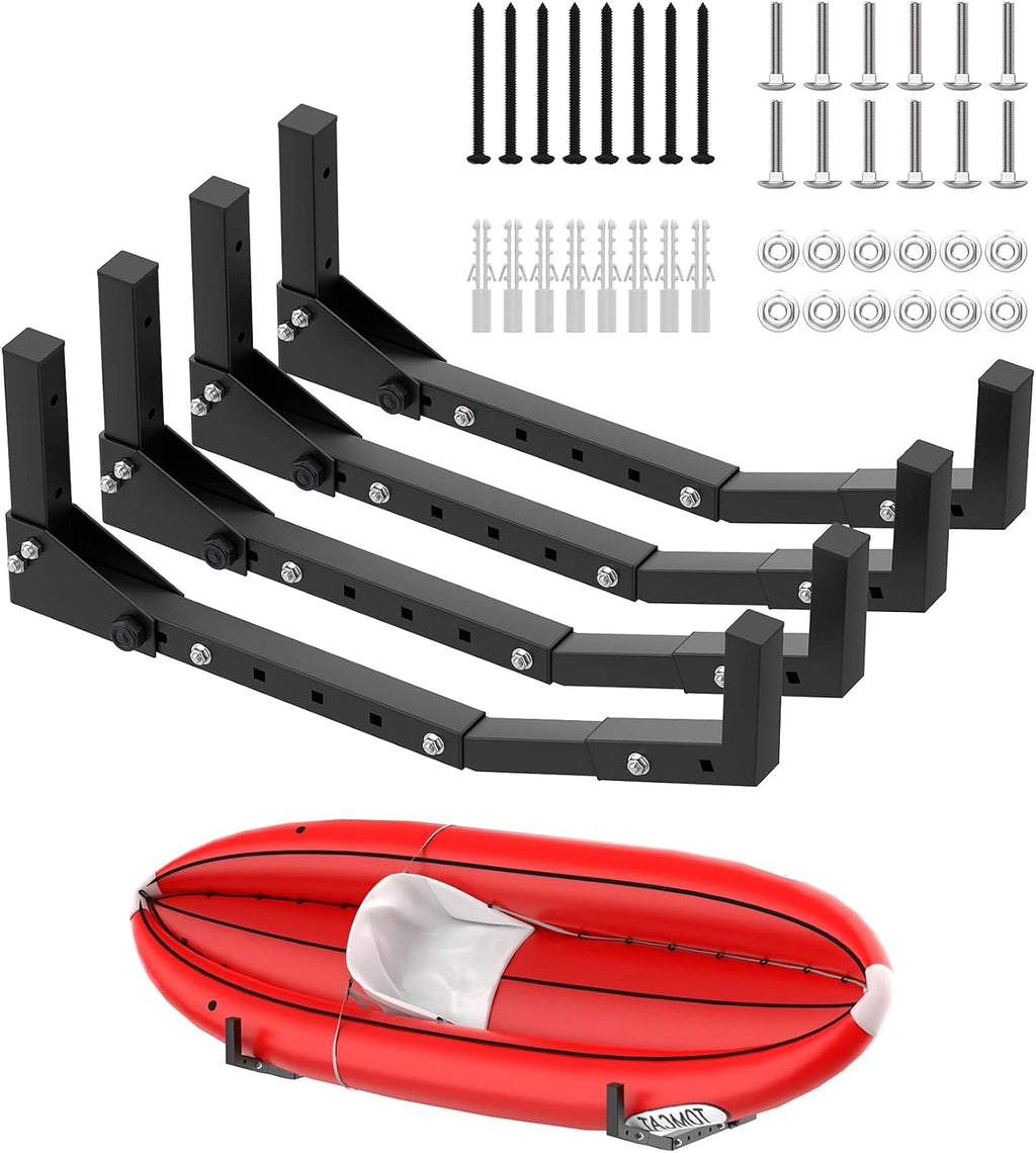 TORACK Kayak Storage Rack, Wall Mount Kayak Hooks for Garage Utility Storage Hangers for Kayak, Surfboard, Skiis, Snowboard, Paddle Board(Pack of 4)