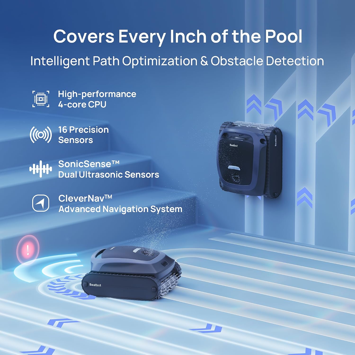 Beatbot AquaSense 2 Cordless Robotic Pool Vacuum Cleaner with Charging Dock Station - Smart Surface Parking, Double-Pass Waterline Scrubbing, Cleans Floor, Walls, and Waterline up to 3,230 sq.ft Pools