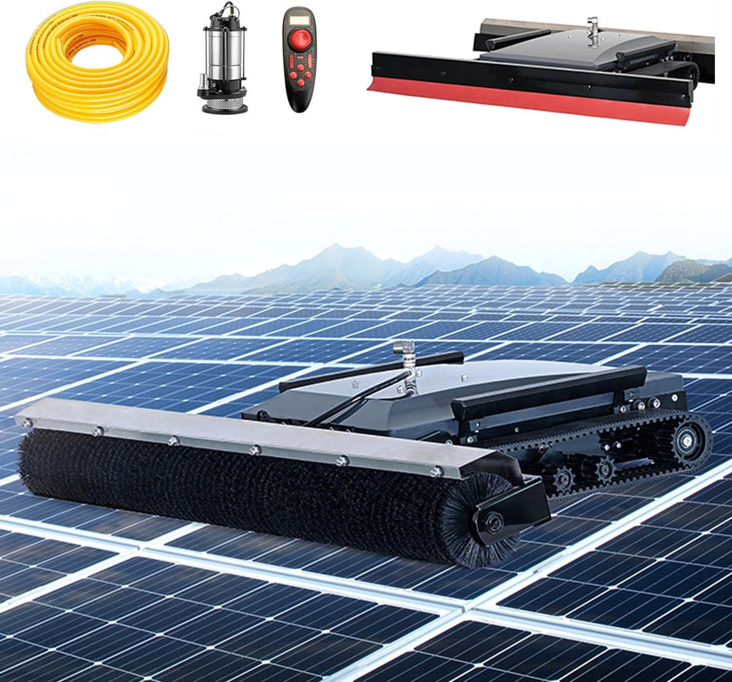 Solar Panel Cleaning Robot - Automatic Dry/Wet Cleaning, 130cm Brush Width, 1170m2/H Efficiency, 15° Slope, Remote Control & Edge Detection for Commercial/Industrial PV Maintenance
