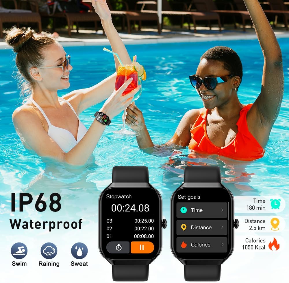 Smart Watch(Answer/Make Call BT5.4), 2026 New Smartwatch for Men Women, 1.96' HD Touch Fitness Watch with 110+ Sport Modes/Heart Rate/Sleep Monitor/Pedometer, IP68 Waterproof Fitness Activity Tracker