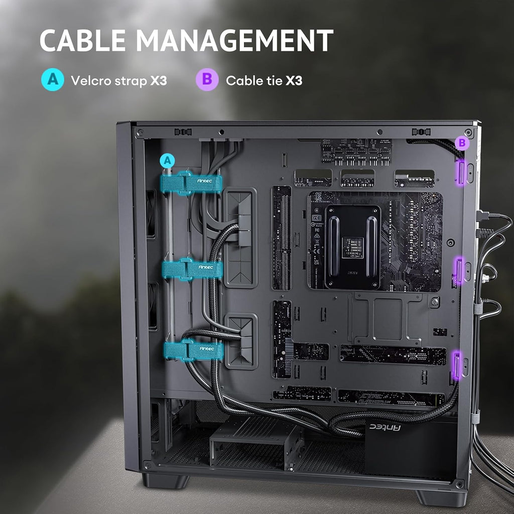Antec Flux Wood, 5 x PWM Fans Included, High-Airflow Front Panel with Walnut Wood, Type-C, 420mm Radiator & Back Connect Motherboard Support, Up to 9 Fans Simultaneously, Mid-Tower E-ATX PC Case
