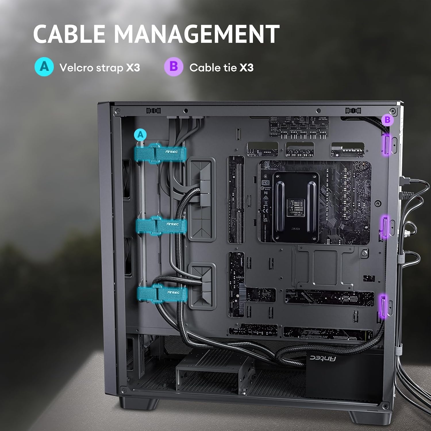 Antec Flux Wood, 5 x PWM Fans Included, High-Airflow Front Panel with Walnut Wood, Type-C, 420mm Radiator & Back Connect Motherboard Support, Up to 9 Fans Simultaneously, Mid-Tower E-ATX PC Case