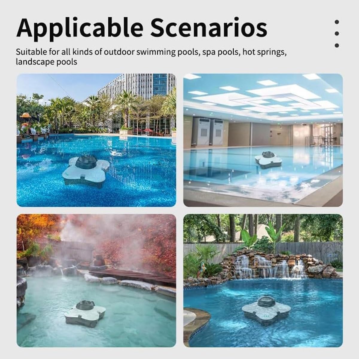 Cordless Pool Cleaner Robotic,Automatic Pool Vacuum Cleaner,Electric Pool Cleaning Robot,Lasts 120 Mins and 100㎡,7500mAh,Diving Depth 3.0M
