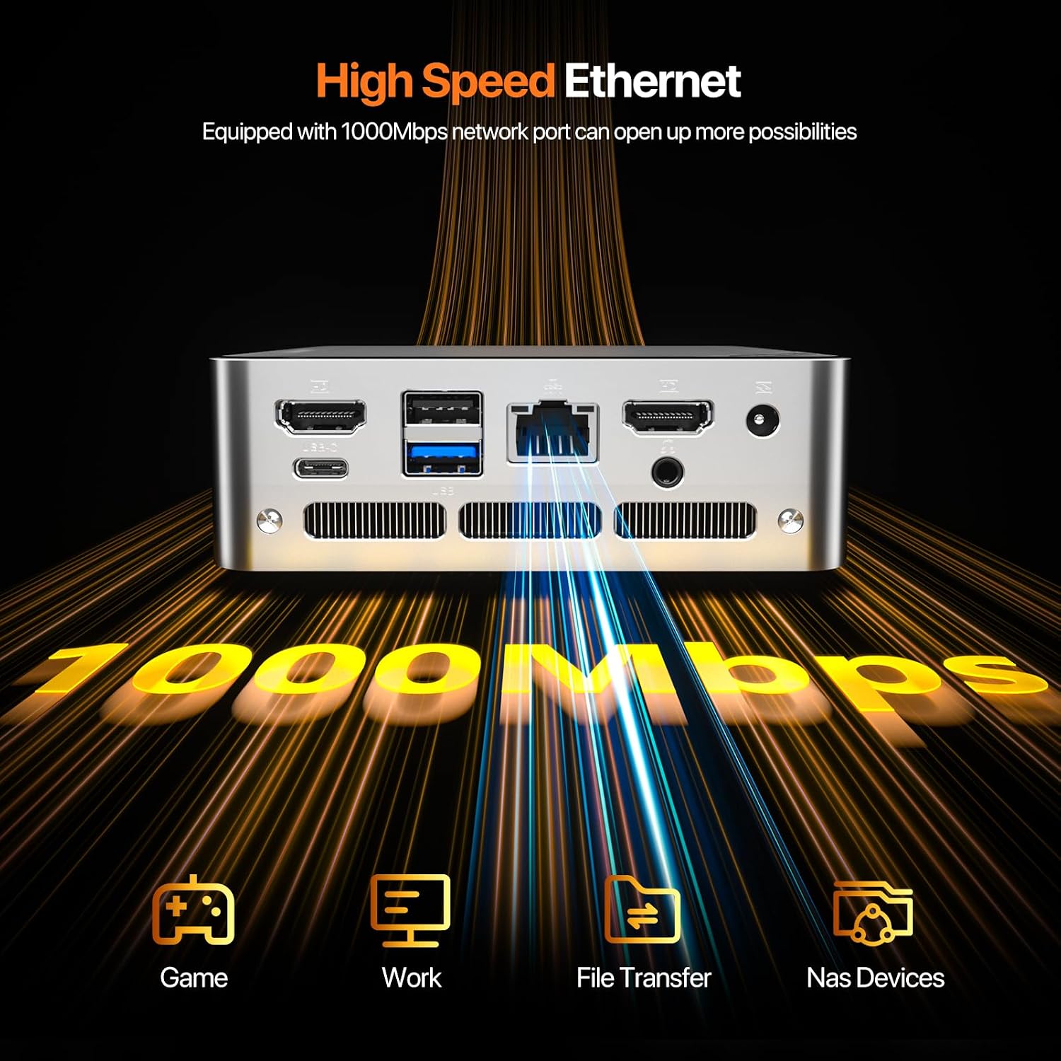 PELADN WO5 Mini PC 4300U, 8GB DDR4 RAM 256GB SSD, Ryzen 4300U Desktop Mini Computers with Dual HDMI, Type-C, USB3.2, RJ45 LAN, WiFi6, BT5.3