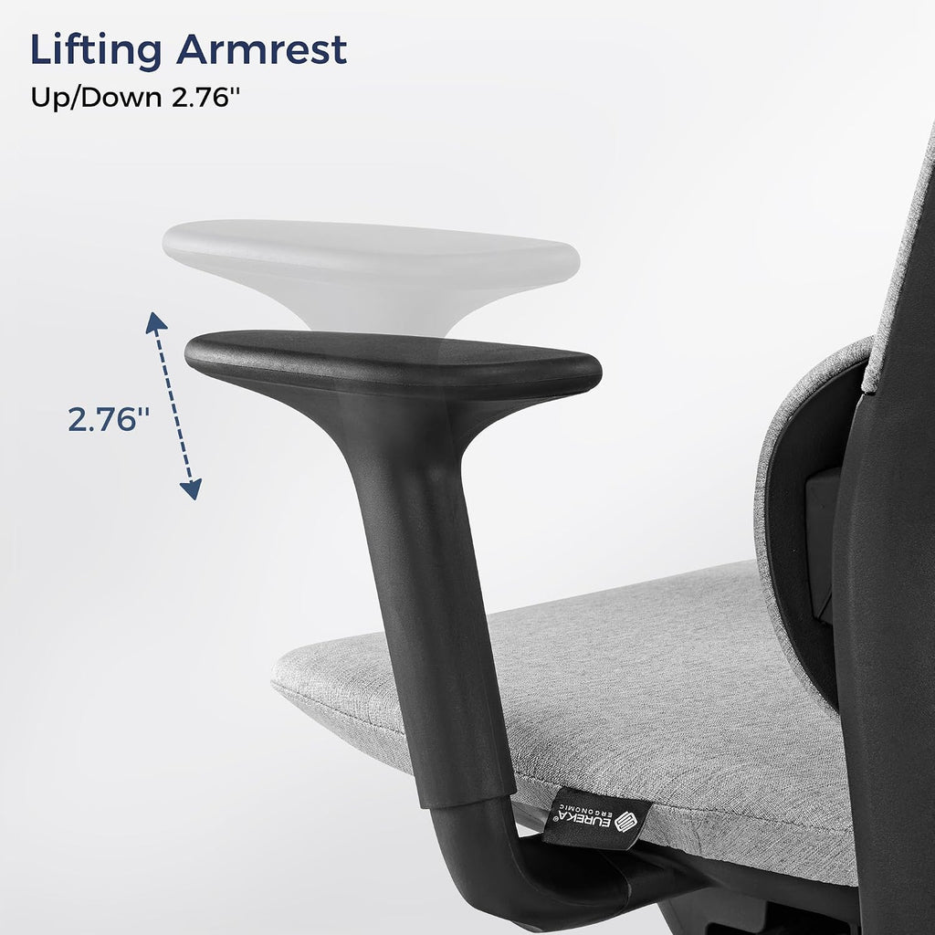 EUREKA ERGONOMIC Mesh Office Chair,Ergonomic Office Chair Lumbar Support,Comfortable Home Office Desk Chair with Adjustable Headrest & Armrests, Tilt Control Mechanism, Grey