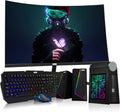 TechMagnet CyberCube Mini PC Bundle, Intel Core i5, 16GB RAM, 1TB SSD, 32-Inch Curved Monitor, RGB Kit, Webcam, Windows 11 Pro (Renewed)