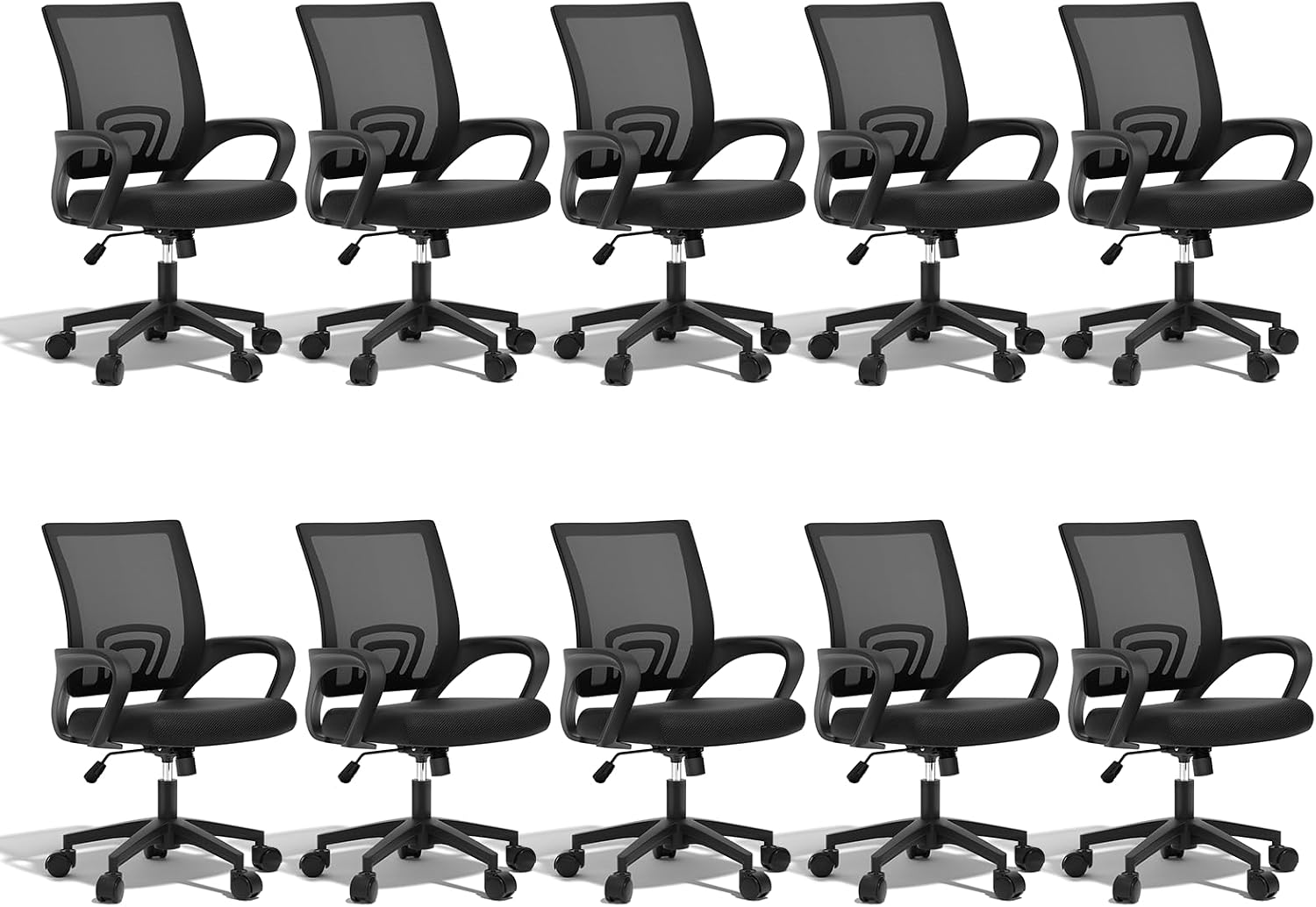 Ergonomic Office Chair 10P- Heavy Duty 330Lbs, Breathable Mesh Computer Desk Chair with Lumbar Support & Armrest, Rolling Swivel Adjustable Tilt Lock for Home Office/Gaming, Bedroom Study