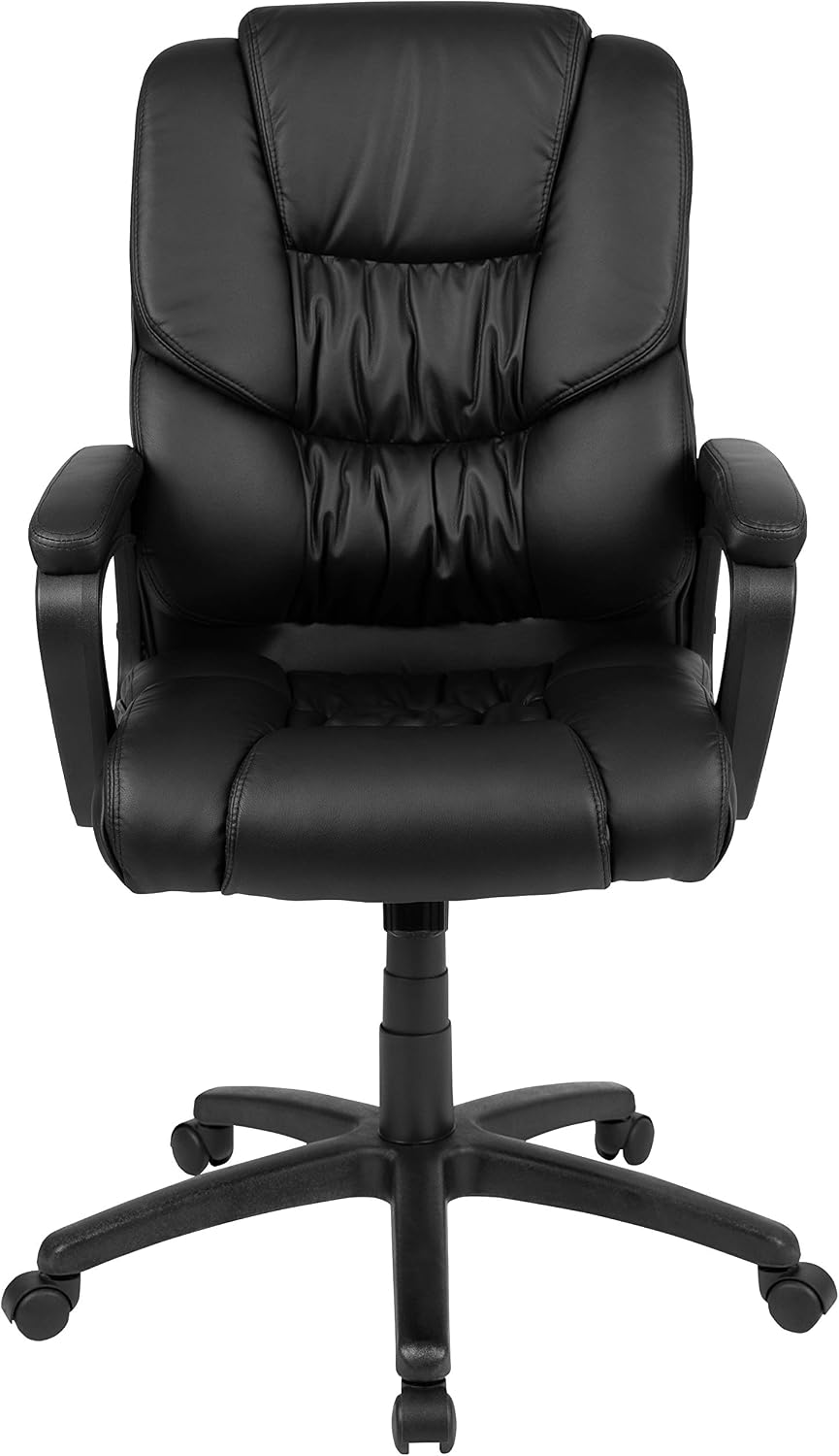 Flash Furniture Fundamentals Big & Tall Swivel LeatherSoft Office and Gaming Chair, Ergonomic Office Chair with Padded Armrests and Adjustable Height, Black
