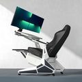 White Zero Gravity Scorpion Gaming Chair Cockpit with Dual Monitor Arm, 165° Reclining 441LB Load Ergonomic Office Chair, Space-Saving Mobile Workstation for PC, PS5, Xbox