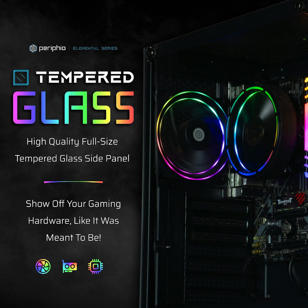 Periphio Terra Gaming PC, AMD Ryzen 5 5600GT up to 4.6 GHz with Radeon Vega 7 Graphics, 16GB DDR4 RAM, 1TBNVMe SSD, WiFi, Windows 11 Home Desktop Computer, RGB, Black, 1080p PC Gaming