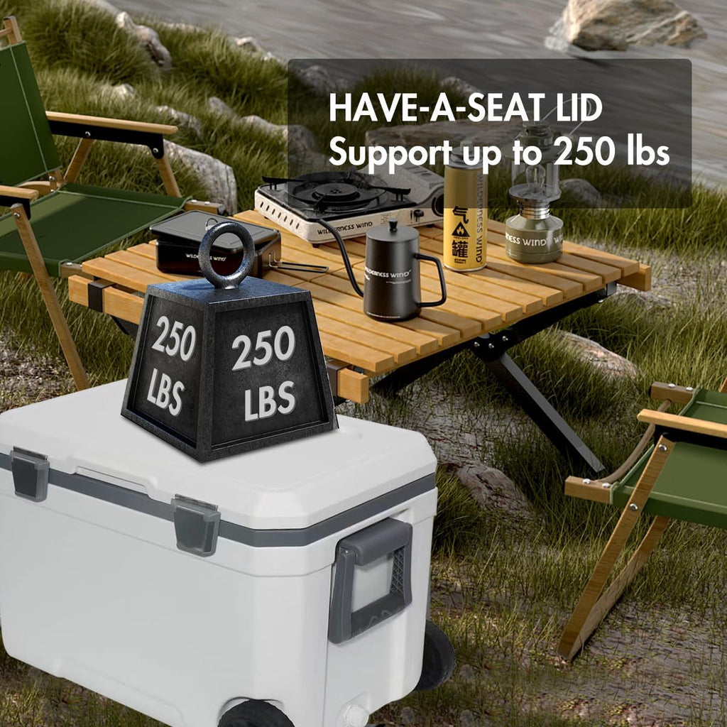 Ultra-Light Wheelded Cooler Insulated Portable Ice Chest 47.5 Quarts for Beach, Beverage, Camping, Beverage, Picnic, Fishing, Boat, Barbecue, 30% Lighter Than Romolded Coolers
