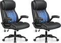 BESTFAIR Ergonomic Office Chair - Desk Computer Chair, Leather High Back Executive Chairs with Adjustable Lumbar Support & Flip Up Arms, Black 2 Pack