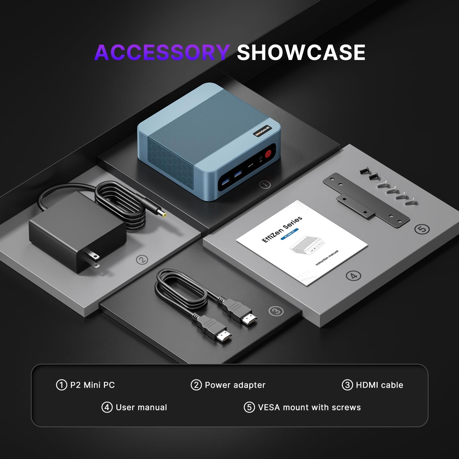 BOSGAME P2 Plus Mini PC - Intel i7-12700H, 32GB DDR5, 512GB NVMe SSD | Win11 Pro | Thunderbolt 4, 4K Triple Display | 2.5G Ethernet + WiFi 6E | Ultra-Compact Desktop Computer