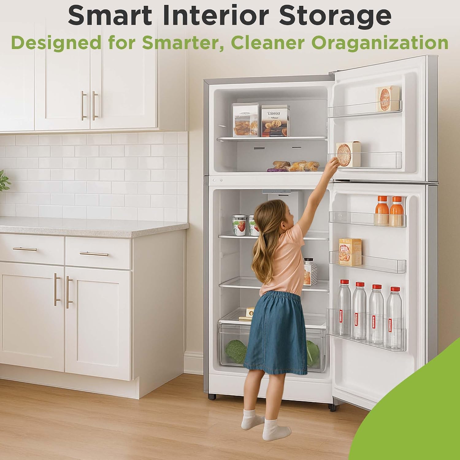 Hamilton Beach Frost-Free Top-Mount 2-Door Apartment Size Refrigerator, Stainless Steel, 18 cu. ft.