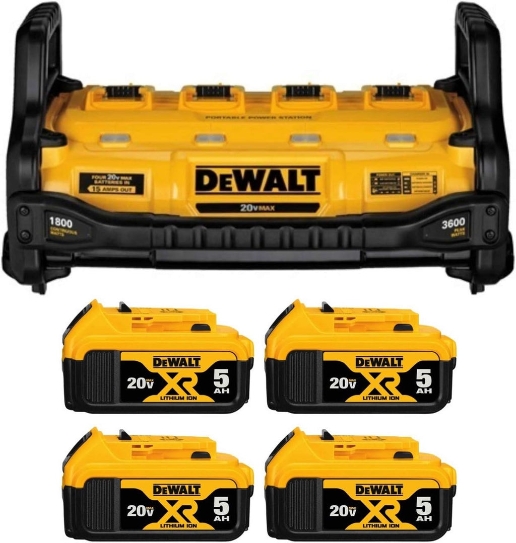 DEWALT DCB1800B Portable Power Station With 4 DCB205 20V MAX XR 5.0Ah Batteries