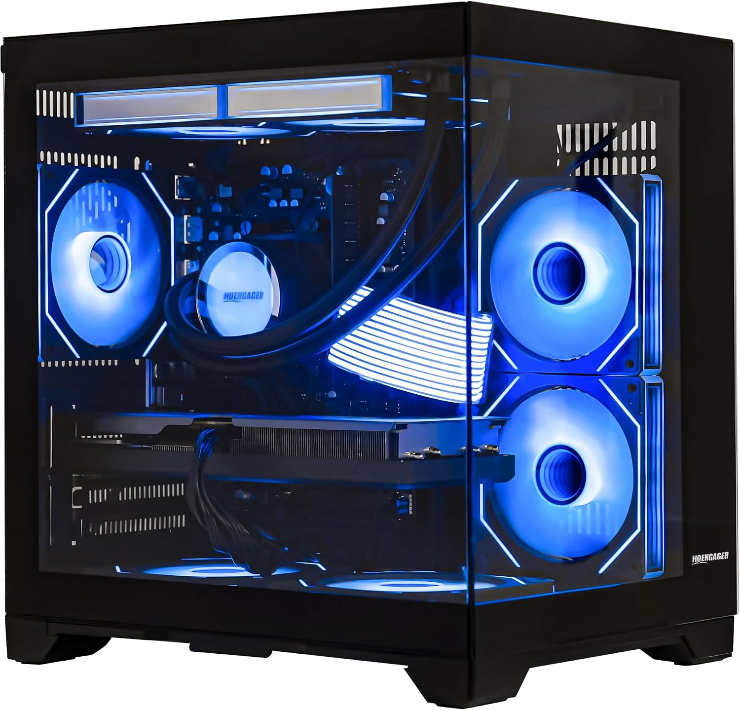 Hoengaegr Panorama Gaming PC - AMD Ryzen 7 5700X 3.4 GHz, Intel Arc B580 12GB, 16GB DDR4 RAM, 1TB PCIe SSD, 11AC WiFi, 650 PSU,Windows 11- Desktop Computer