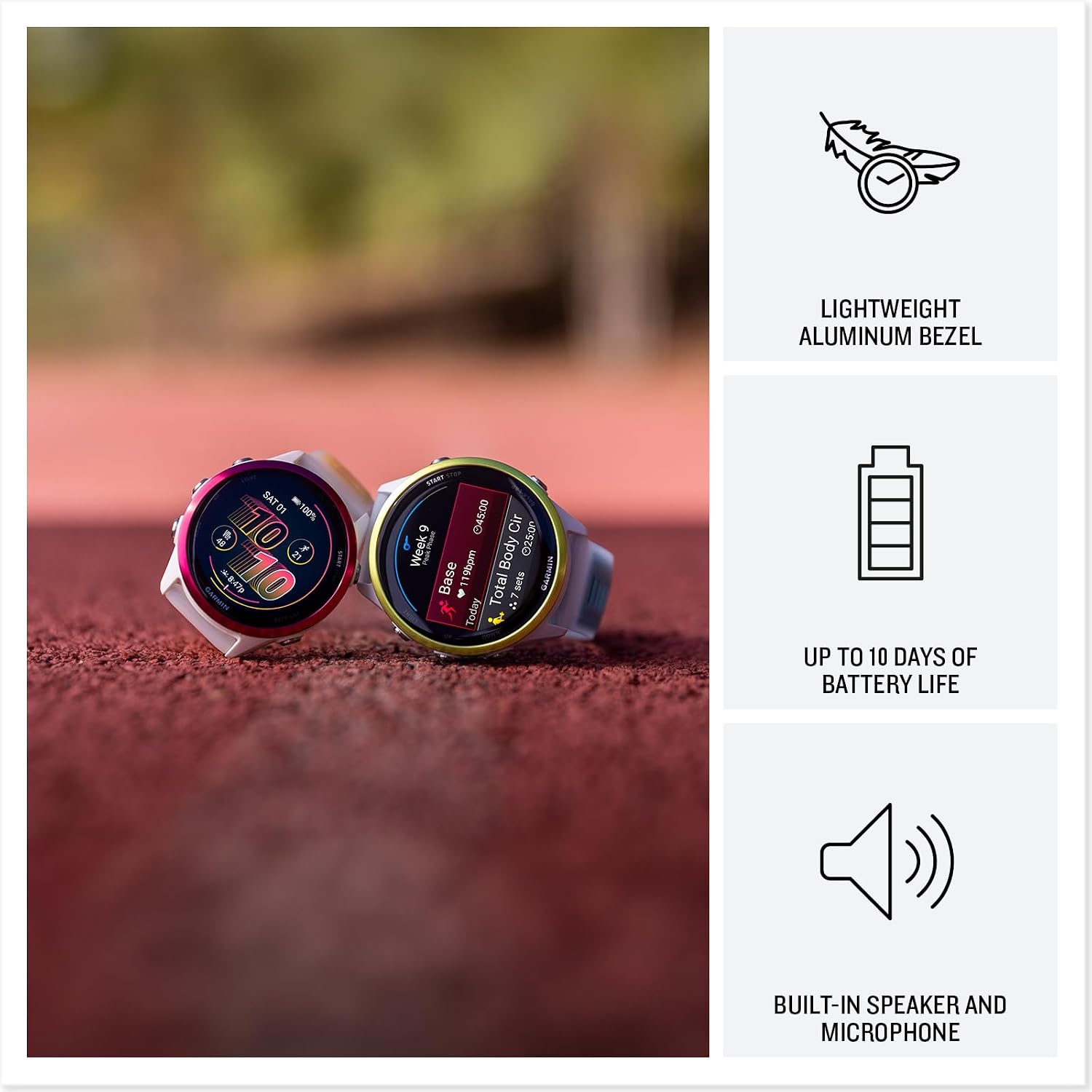 Garmin Forerunner 570 Running Smartwatch, 42MM WiFi, GPS Fitness Smart Watch for Men and Women, Raspberry Aluminum with Translucent Bone/Mango Band + Access 600 Fitness Monitor, M-XL + More
